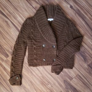 LOFT brown button up sweater